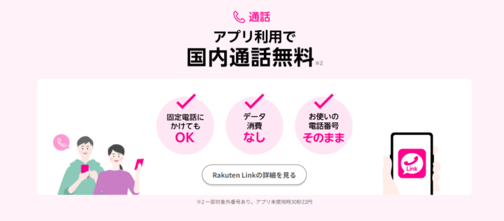 楽天モバイルはアプリ利用で国内通話無料